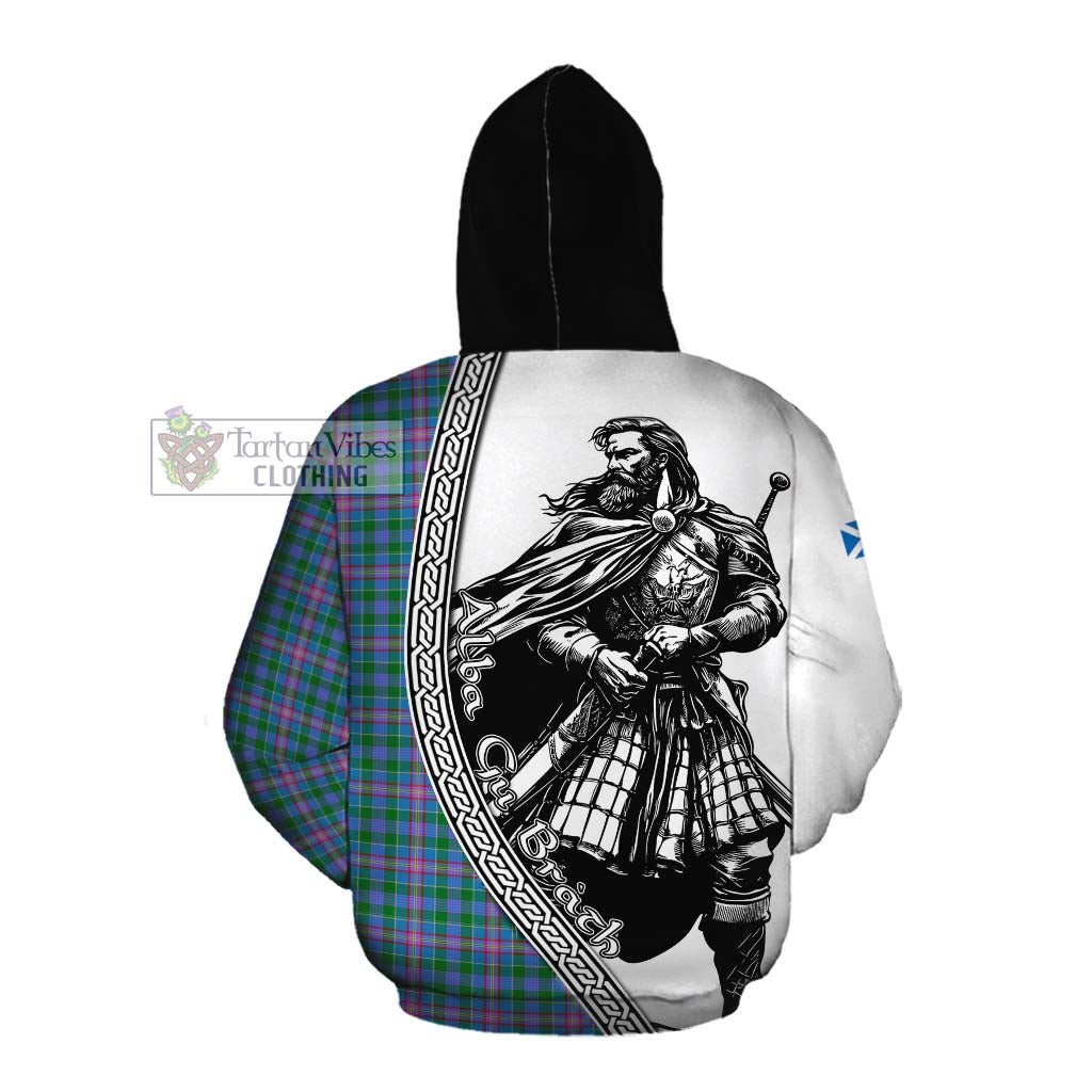 Pitcairn Tartan Clan Crest Cotton Hoodie with Highlander Warrior Celtic Style Pullover Hoodie - Tartan Vibes Clothing