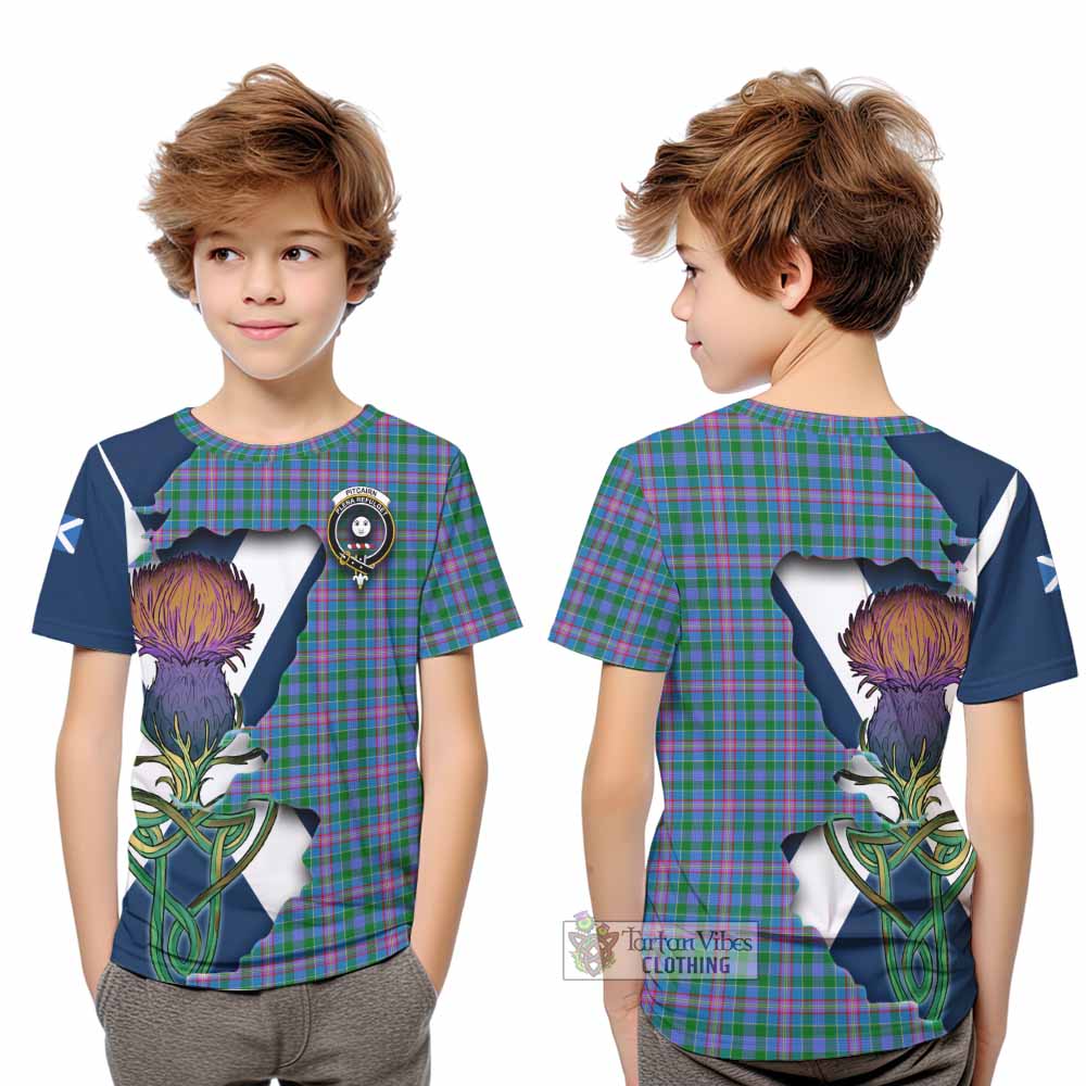 Pitcairn Tartan Family Crest Kid T-Shirt Scottish Thistle Celtic Inspired - Tartan Vibes Clothing