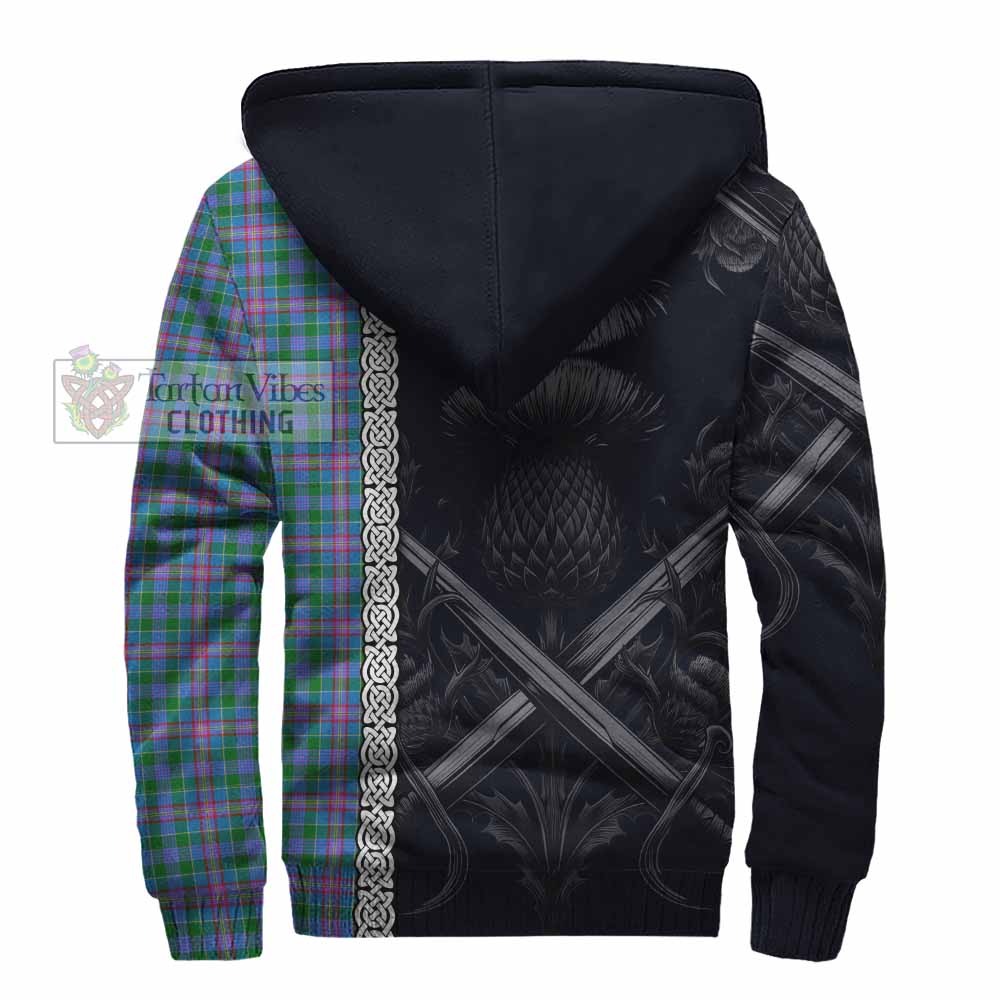 Pitcairn Tartan Sherpa Hoodie with Family Crest Cross Sword Thistle Celtic Vibes - Tartan Vibes Clothing