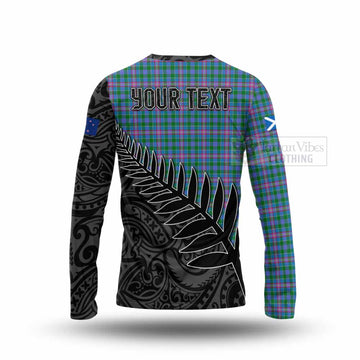 Tartan Vibes Clothing Pitcairn Crest Tartan Long Sleeve T-Shirt with New Zealand Silver Fern Half Style