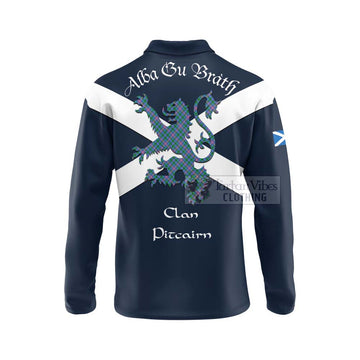Pitcairn Tartan Lion Rampant Long Sleeve Polo Shirt Proudly Display Your Heritage with Alba Gu Brath and Clan Name - Tartan Vibes Clothing
