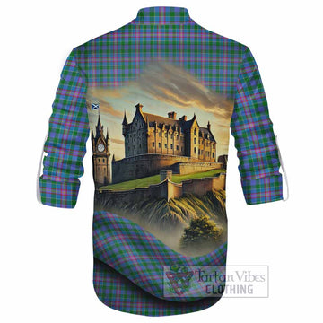 Pitcairn Tartan Family Crest Ghillie Kilt Shirt with Scottish Ancient Castle Style - Tartan Vibes Clothing