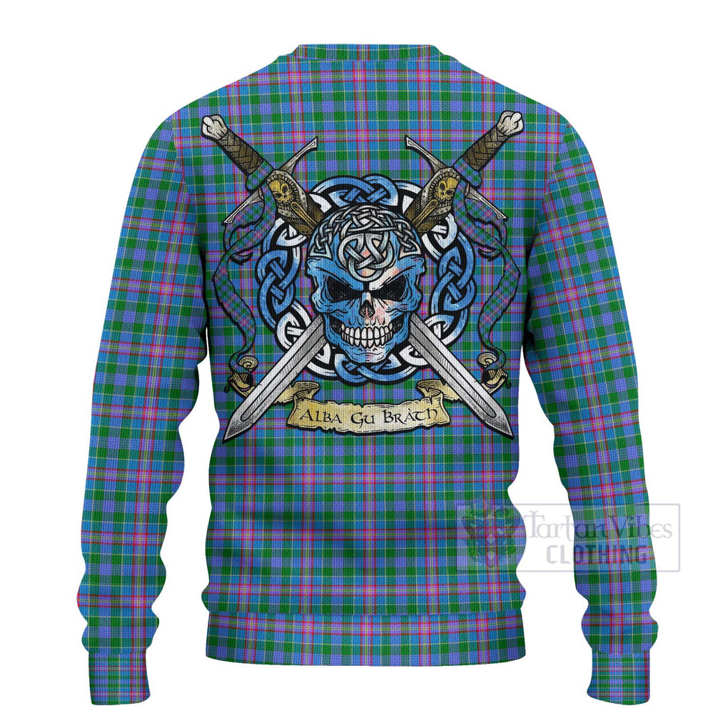Pitcairn Tartan Ugly Sweater with Family Crest Celtic Skull Style - Tartan Vibes Clothing