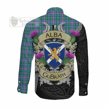 Pitcairn Tartan Family Crest Long Sleeve Button Shirt Lion Rampant Royal Thistle Shield Celtic Inspired Men's Shirt - Tartan Vibes Clothing