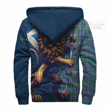 Pitcairn Tartan Family Crest Sherpa Hoodie with Scottish Majestic Lion - Tartan Vibes Clothing