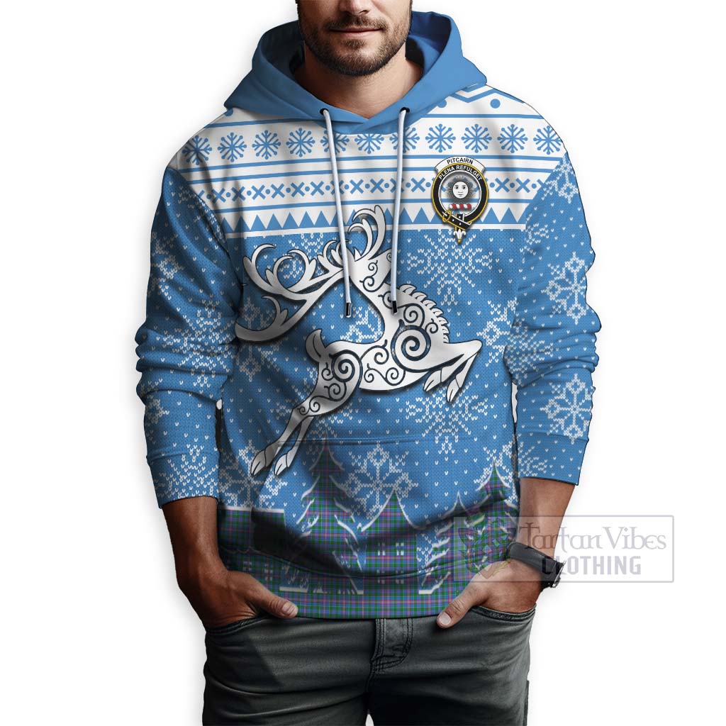 Pitcairn Clan Christmas Hoodie Celtic Reindeer Style - Tartan Vibes Clothing
