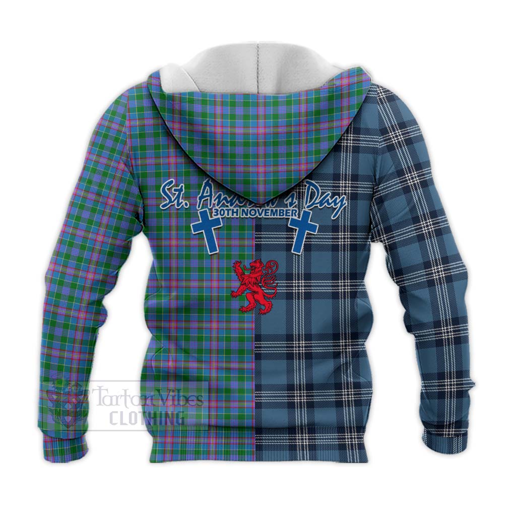 Pitcairn Tartan Knitted Hoodie Happy St. Andrew's Day Half Tartan Style - Tartan Vibes Clothing