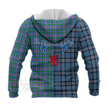 Pitcairn Tartan Knitted Hoodie Happy St. Andrew's Day Half Tartan Style - Tartan Vibes Clothing