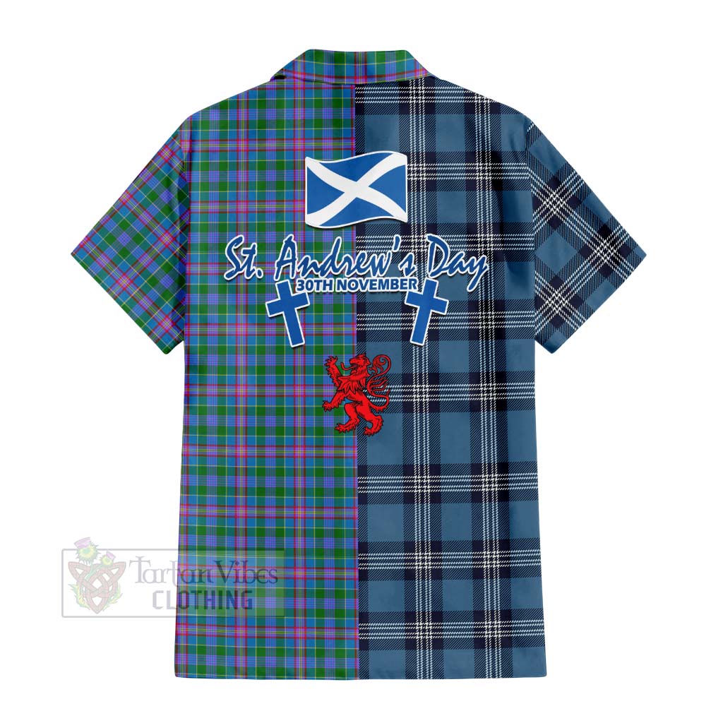 Pitcairn Tartan Hawaiian Shirt Happy St. Andrew's Day Half Tartan Style - Tartan Vibes Clothing