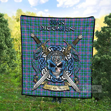 Pitcairn Tartan Quilt with Celtic Skull Alba Gu Brath Style - Tartan Vibes Clothing