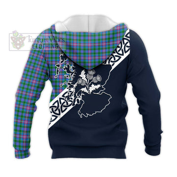 Pitcairn Tartan Knitted Hoodie Featuring Thistle and Scotland Map - Tartan Vibes Clothing