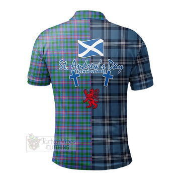Pitcairn Tartan Polo Shirt Happy St. Andrew's Day Half Tartan Style - Tartan Vibes Clothing