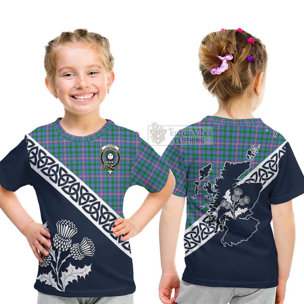 Pitcairn Tartan Kid T-Shirt Featuring Thistle and Scotland Map - Tartan Vibes Clothing