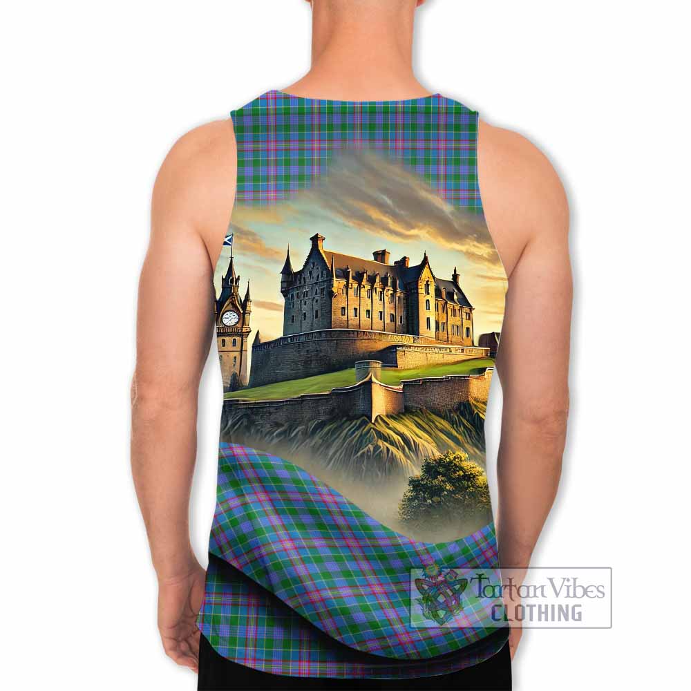 Pitcairn Tartan Family Crest Men's Tank Top with Scottish Ancient Castle Style - Tartan Vibes Clothing