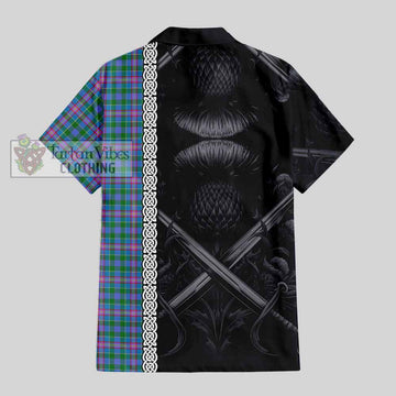 Pitcairn Tartan Hawaiian Shirt with Family Crest Cross Sword Thistle Celtic Vibes - Tartan Vibes Clothing