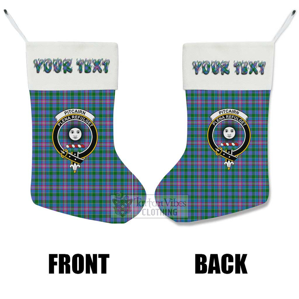 Pitcairn Tartan Family Crest Christmas Stocking with Personalized Text - Tartan Vibes Clothing