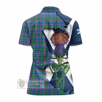 Pitcairn Tartan Family Crest Women's Polo Shirt Scottish Thistle Celtic Inspired - Tartan Vibes Clothing