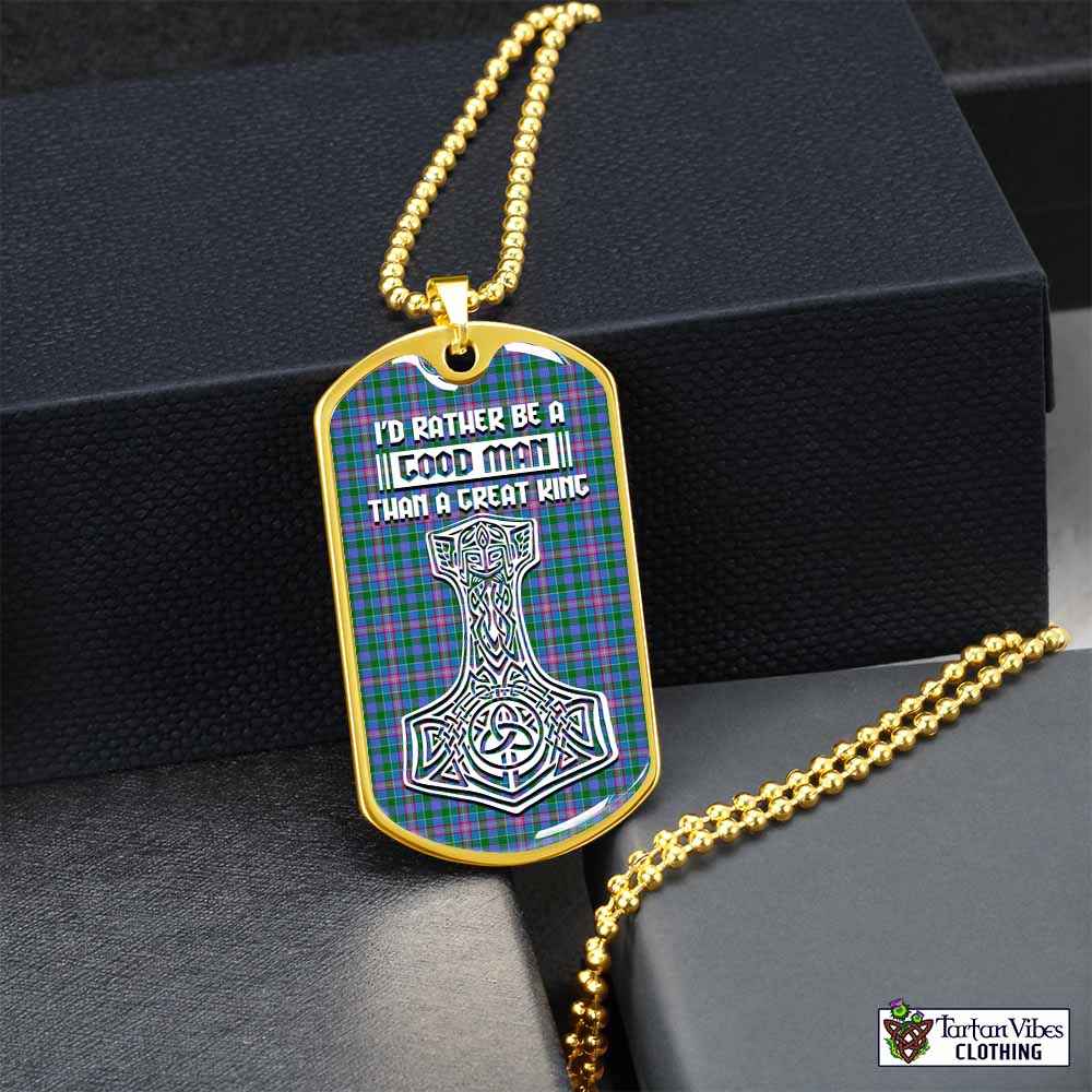Pitcairn Tartan Dog Tag Necklace Viking Mjolnir Style Gold No - Tartan Vibes Clothing