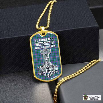 Tartan Vibes Clothing Pitcairn Tartan Dog Tag Necklace Viking Mjolnir Style