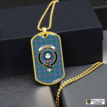 Tartan Vibes Clothing Pitcairn Tartan Dog Tag Necklace with Family Crest