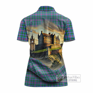 Pitcairn Tartan Family Crest Women's Polo Shirt with Scottish Ancient Castle Style - Tartan Vibes Clothing