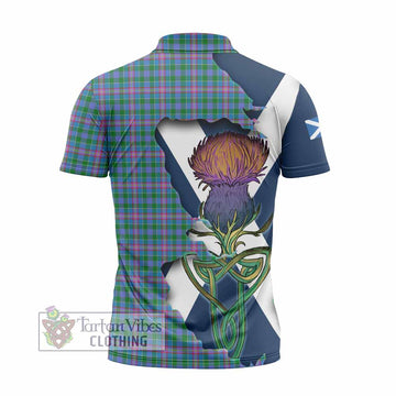 Pitcairn Tartan Family Crest Zipper Polo Shirt Scottish Thistle Celtic Inspired - Tartan Vibes Clothing