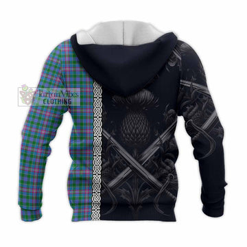 Pitcairn Tartan Knitted Hoodie with Family Crest Cross Sword Thistle Celtic Vibes - Tartan Vibes Clothing