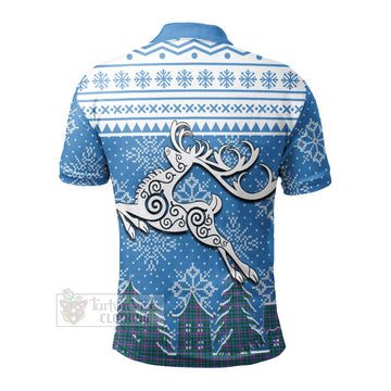 Tartan Vibes Clothing Pitcairn Clan Christmas Polo Shirt Celtic Reindeer Style