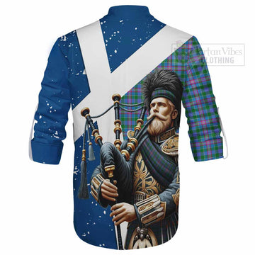Pitcairn Tartan Ghillie Kilt Shirt with Family Crest Scottish Bagpiper Vibes - Tartan Vibes Clothing