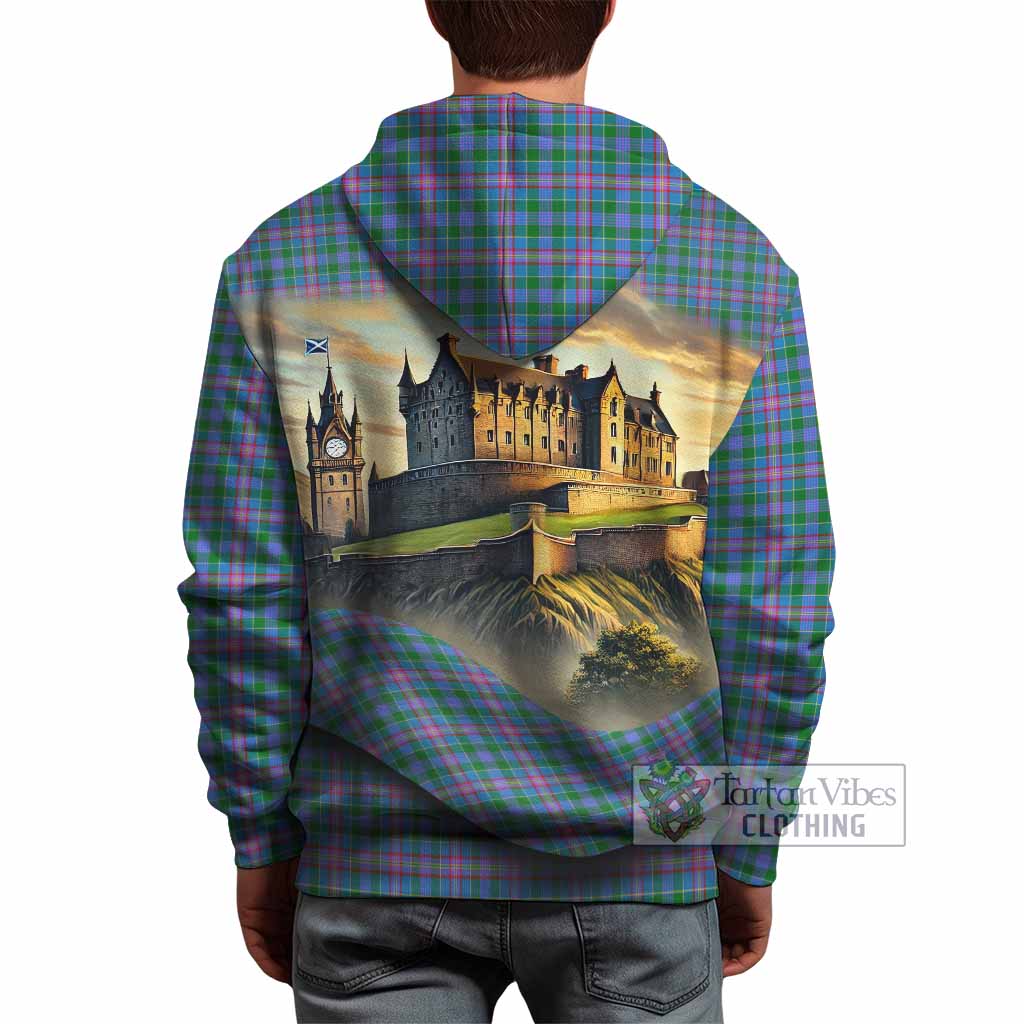 Pitcairn Tartan Family Crest Hoodie with Scottish Ancient Castle Style - Tartan Vibes Clothing