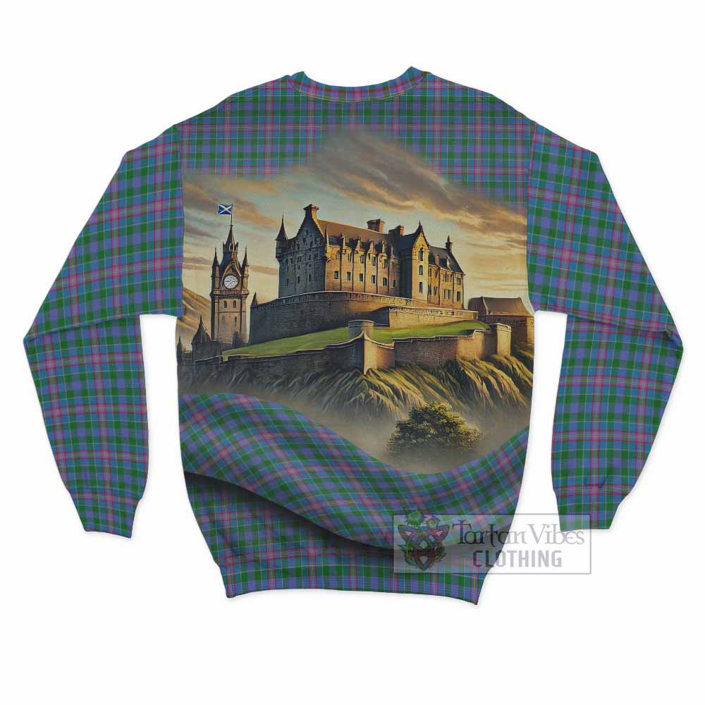 Pitcairn Tartan Family Crest Sweatshirt with Scottish Ancient Castle Style - Tartan Vibes Clothing