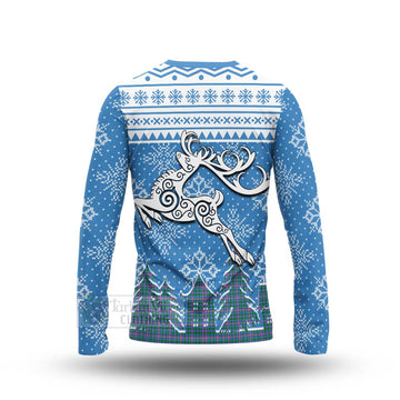 Pitcairn Clan Christmas Long Sleeve T-Shirt Celtic Reindeer Style - Tartan Vibes Clothing