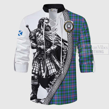 Pitcairn Tartan Clan Crest Ghillie Kilt Shirt with Highlander Warrior Celtic Style - Tartan Vibes Clothing