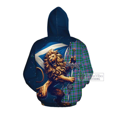Pitcairn Tartan Family Crest Cotton Hoodie with Scottish Majestic Lion Pullover Hoodie - Tartan Vibes Clothing