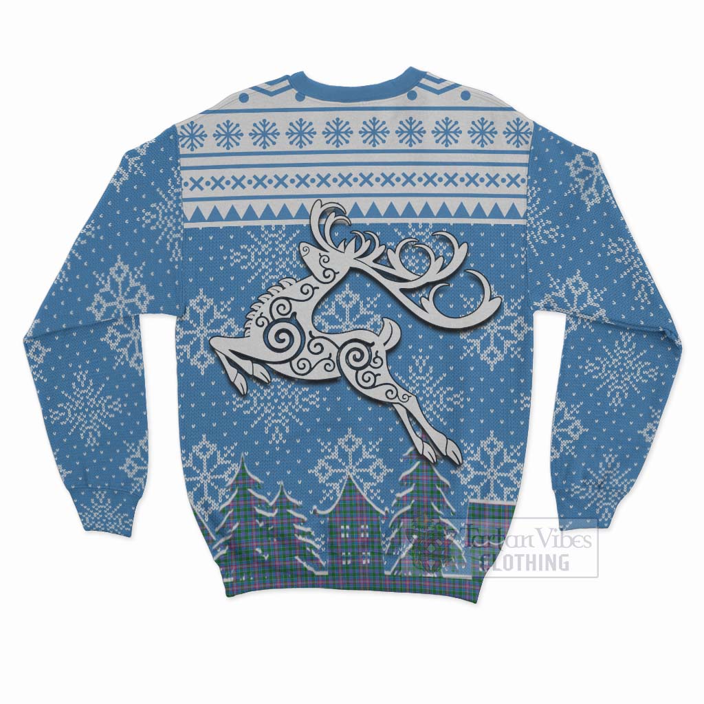 Pitcairn Clan Christmas Sweatshirt Celtic Reindeer Style - Tartan Vibes Clothing