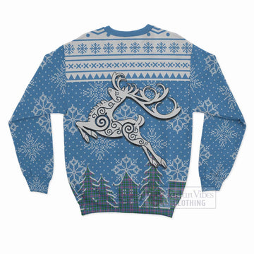 Pitcairn Clan Christmas Sweatshirt Celtic Reindeer Style - Tartan Vibes Clothing