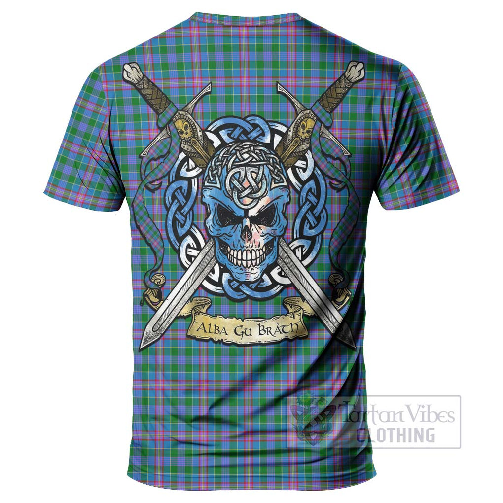 Pitcairn Tartan T-Shirt with Family Crest Celtic Skull Style - Tartan Vibes Clothing