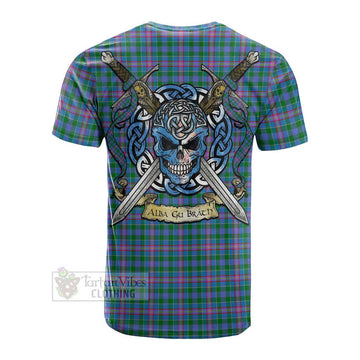 Pitcairn Tartan Cotton T-shirt with Family Crest Celtic Skull Style Men's Shirt - Tartan Vibes Clothing