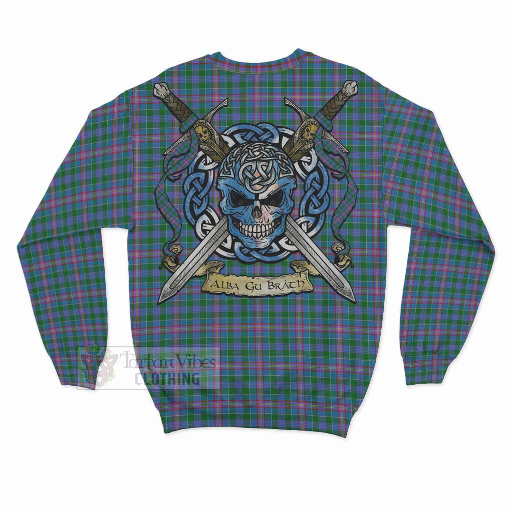 Pitcairn Tartan Sweatshirt with Family Crest Celtic Skull Style - Tartan Vibes Clothing