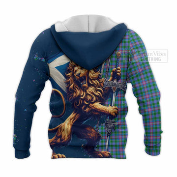 Pitcairn Tartan Family Crest Knitted Hoodie with Scottish Majestic Lion - Tartan Vibes Clothing