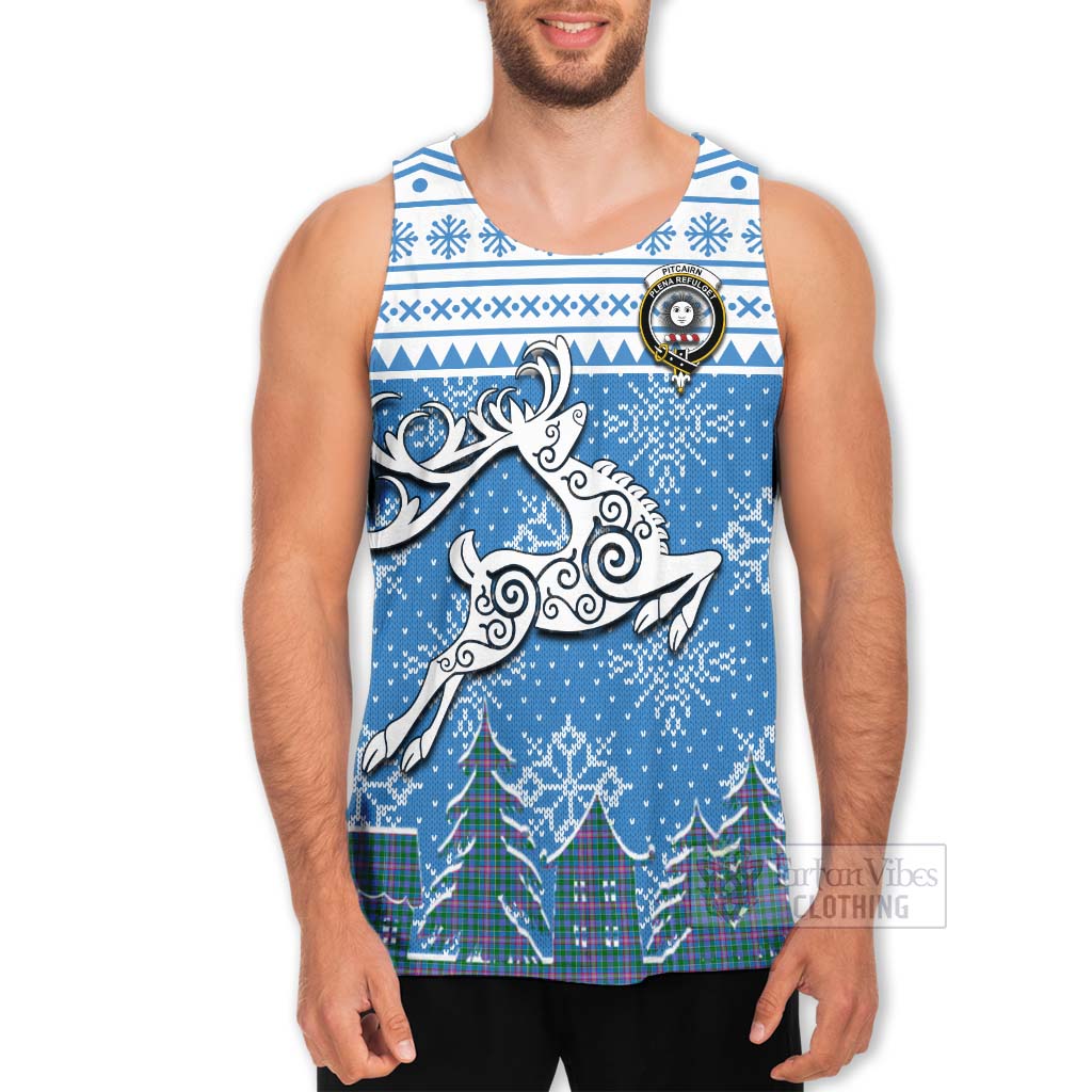 Pitcairn Clan Christmas Men's Tank Top Celtic Reindeer Style - Tartan Vibes Clothing