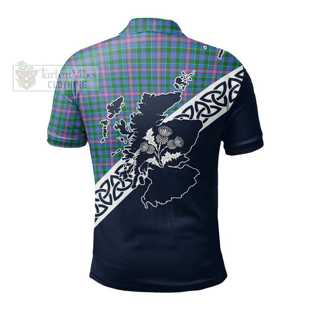 Pitcairn Tartan Polo Shirt Featuring Thistle and Scotland Map - Tartanvibesclothing Store