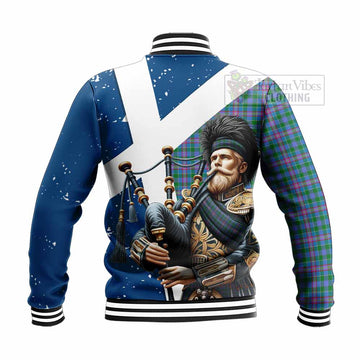 Pitcairn Tartan Baseball Jacket with Family Crest Scottish Bagpiper Vibes - Tartan Vibes Clothing