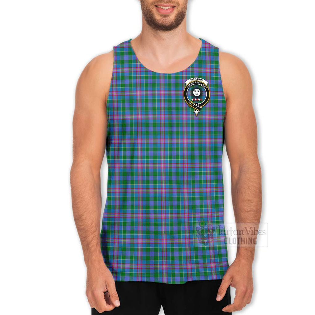 Pitcairn Tartan Men's Tank Top with Family Crest Celtic Skull Style - Tartan Vibes Clothing