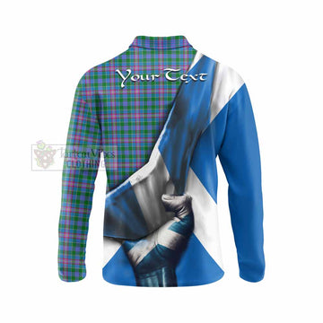Pitcairn Tartan Long Sleeve Polo Shirt with Family Crest Scotland Patriotic Style - Tartan Vibes Clothing