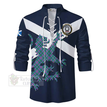Pitcairn Tartan Lion Rampant Ghillie Kilt Shirt Proudly Display Your Heritage with Alba Gu Brath and Clan Name - Tartan Vibes Clothing