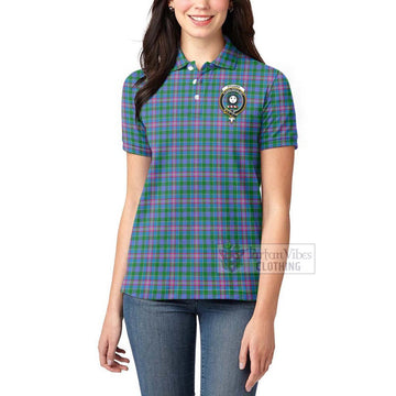 Pitcairn Tartan Women's Polo Shirt with Family Crest Celtic Skull Style - Tartan Vibes Clothing