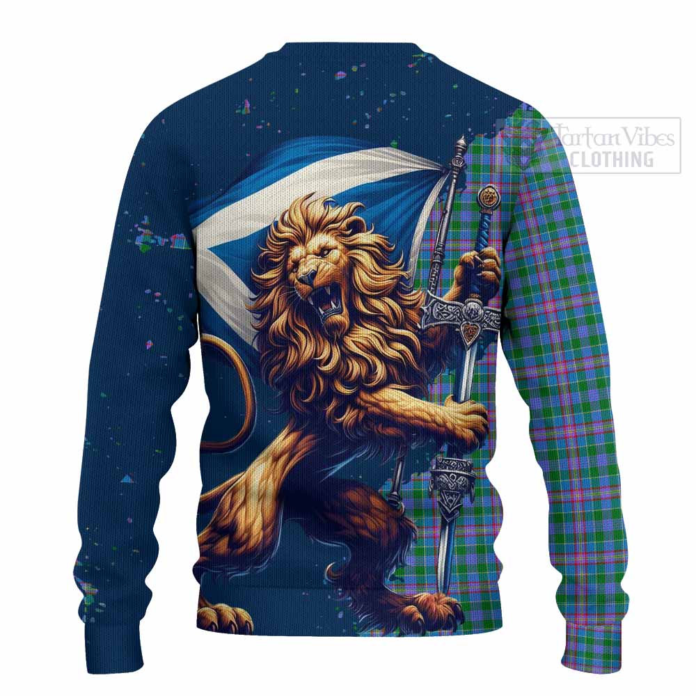 Pitcairn Tartan Family Crest Knitted Sweater with Scottish Majestic Lion - Tartan Vibes Clothing