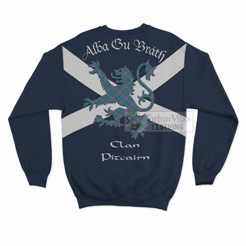 Pitcairn Tartan Lion Rampant Sweatshirt Proudly Display Your Heritage with Alba Gu Brath and Clan Name - Tartan Vibes Clothing