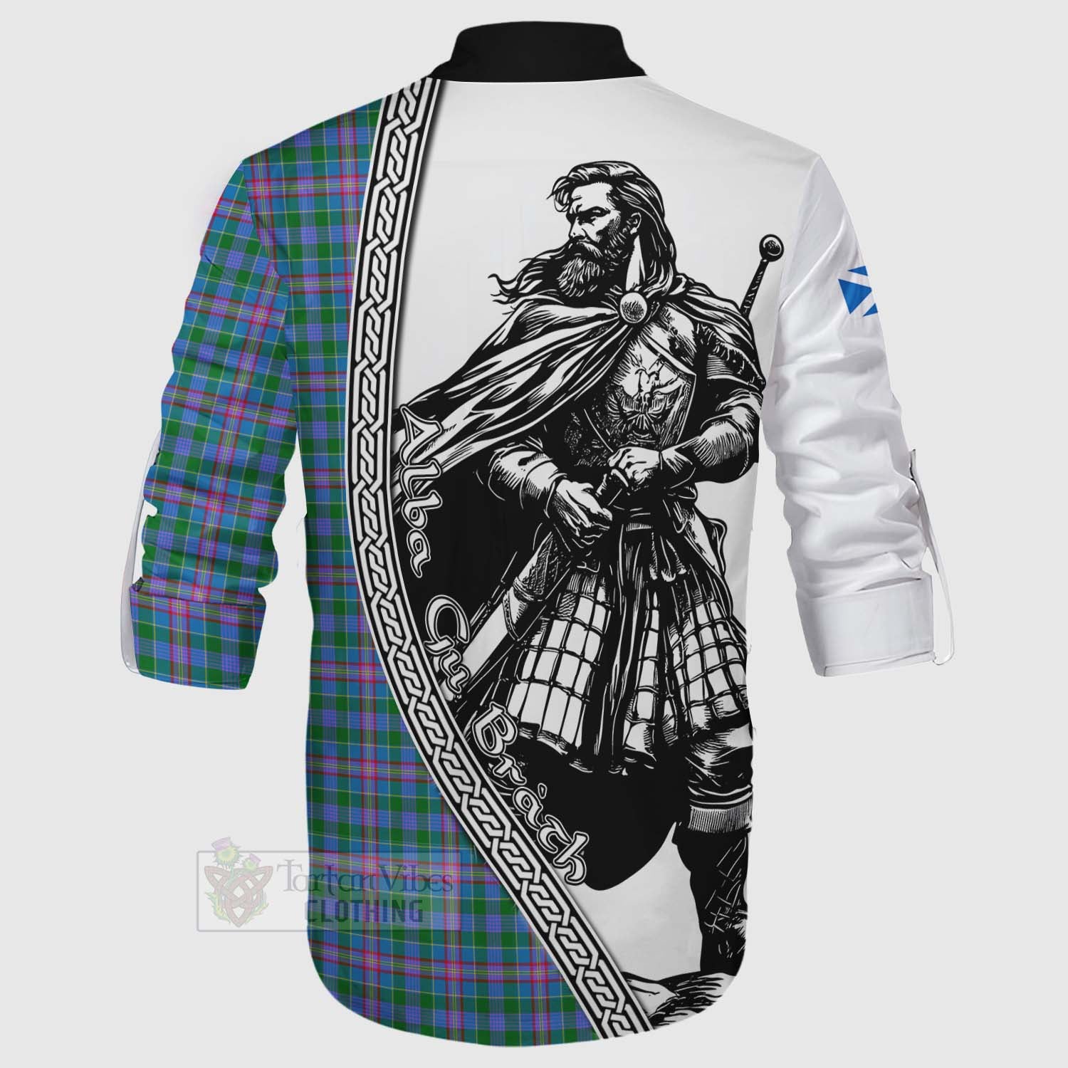 Pitcairn Tartan Clan Crest Ghillie Kilt Shirt with Highlander Warrior Celtic Style - Tartan Vibes Clothing